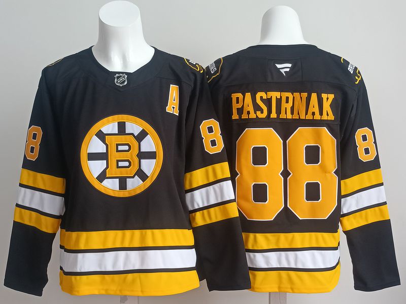 Men 2025 Boston Bruins #88 Pastrnak Black Fanatics Home Premium NHL Jersey style 1